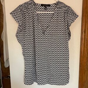 White House Black Market Black and White Geometric Blouse
